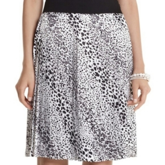 White House Black Market Dresses & Skirts - Whbm leopard sateen pleated skirt size 8